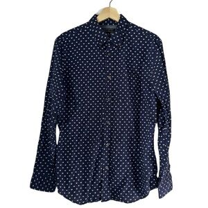 EUC Banana Republic navy, maroon, white patterned button up